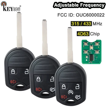 Keyforkess 315MHz / 433MHz 4 d63 Chip OUC6000022 portachiavi a distanza a frequenza regolabile per Ford C-Max Escape Focus Fiesta Transit