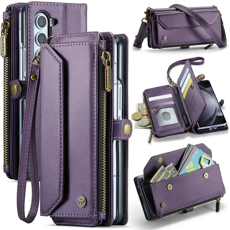 Luxurious Leather Flip Zipper Wallet Card Phone Case Cover