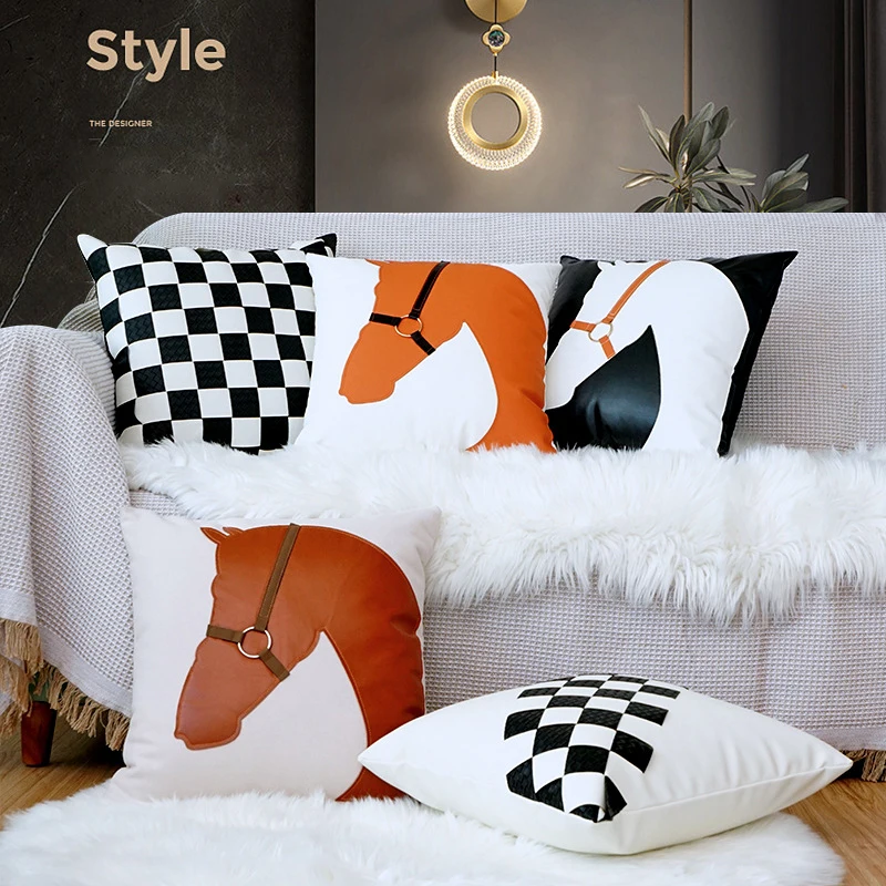 

PU Horse Throw Cushions 45*45cm Pillows For Sofa Car Waist Pillow Chair Cushion Pillow Case Pillow Cover Home Decoration