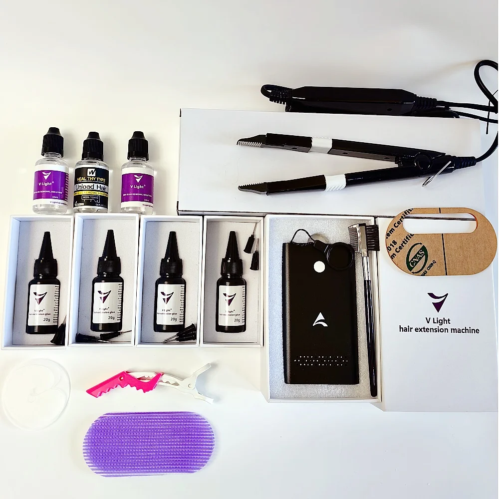 V-Light Technologie Haarverlengingsset Met V-Light Lijm Traceless Tool Voor Tape Haarverlenging Snel Entgereedschap Haarverwijderaar