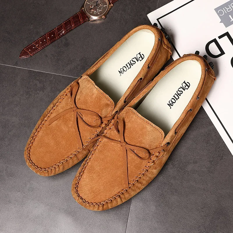 Fashionable Adult Casual Driver Loafers Suede Leather Male Formal Business Shoes Luxury Brand Popular Youth Wedding Shoes