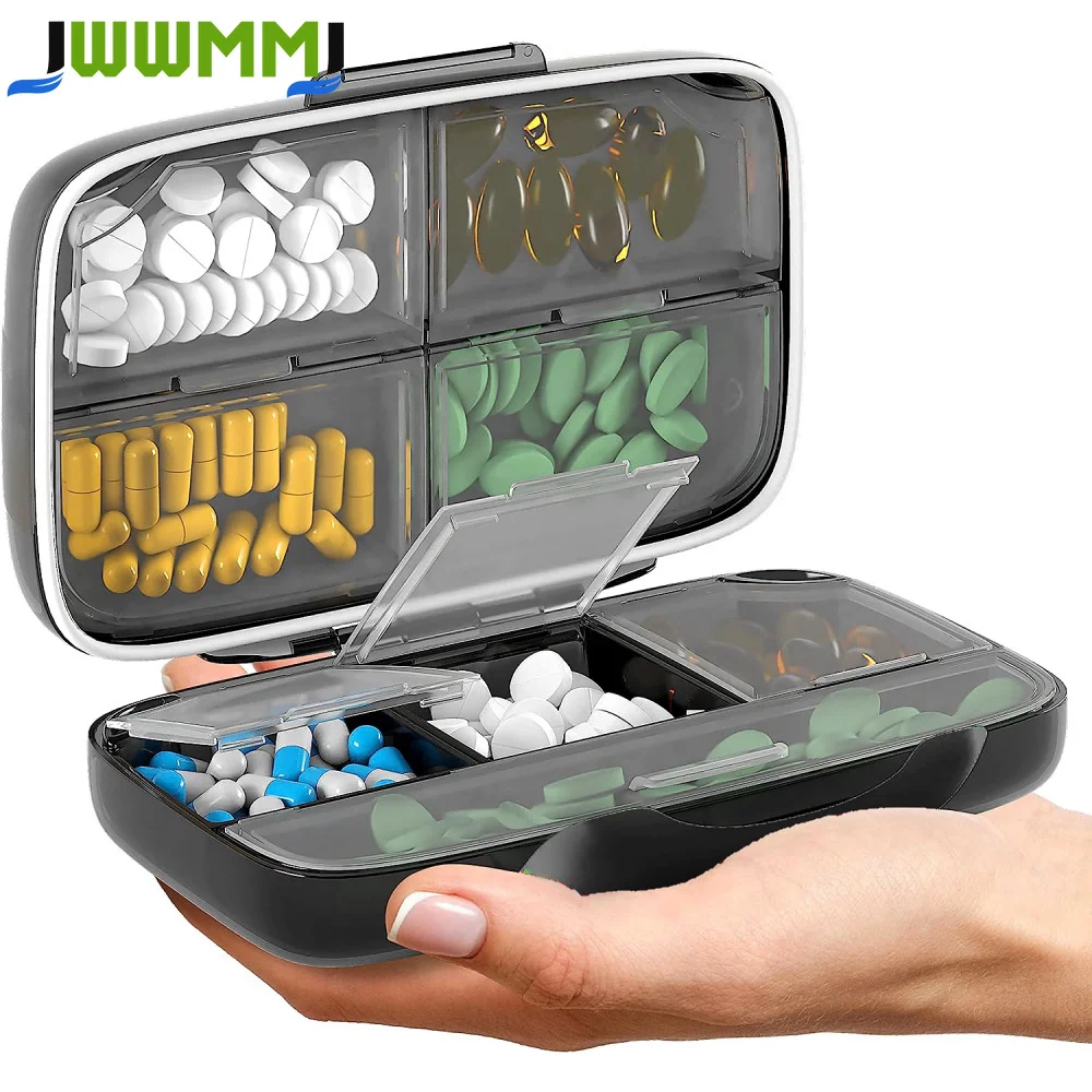 Travel Pill Organizer with 8 Spacious Compartments - Portable Medicine Storage Box