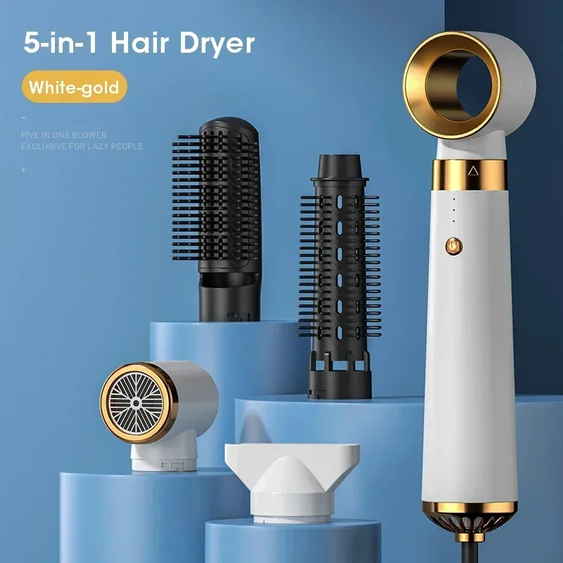 Multifunction Hair Dryer 5 in 1 Hot Air Comb Automatic Curling Rod Straight Hair Comb Hair Dryer Salon Style Tool Fast Dry