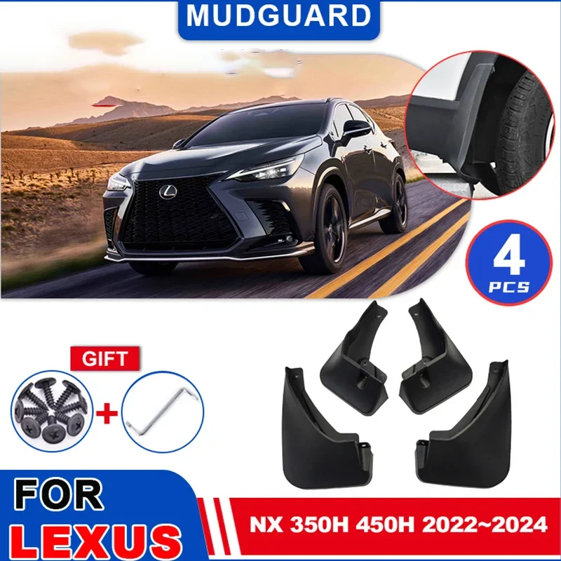 4-Piece Mud Flaps / Splash Guards – Fits 2018-2023 Lexus ES, ES300h, ES350 – Bolt-On