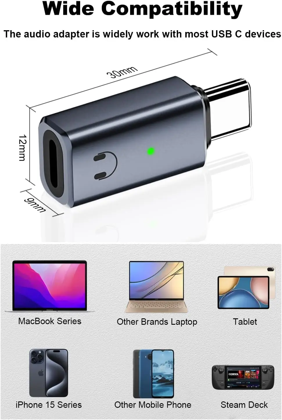 USB C to iOS Audio Adapter USB Type C Male to Lightnning Female Earphone Converter iPhone 16 15 iPad Pro Air 6/5/4 MacBook