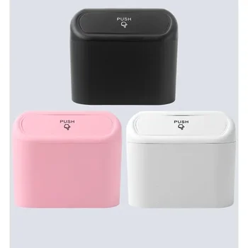 1pc Car Trash Can Seat Back Disposable Bag Mini Automobile With Cover Folding Storage Hanging Storage Box Multifunction Interior 1