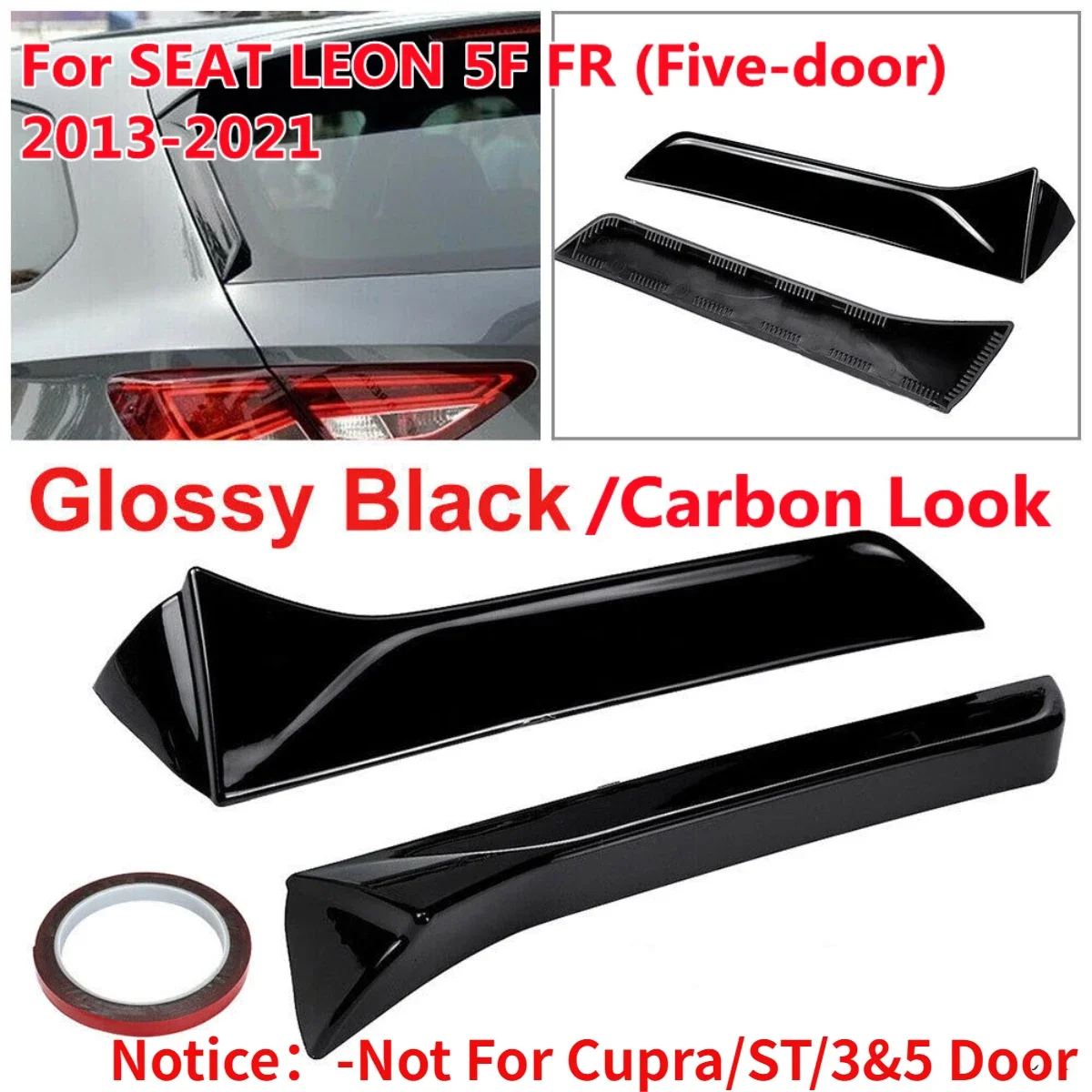 Finestra di automobile Trim Lip Spoiler Per Seat Leon 5F FR Mk3 MK3.5 5 Porte Posteriore Tetto Ala Bordo Laterale Coda Flap Tronco Posteriore Finestra Spoiler Labbro