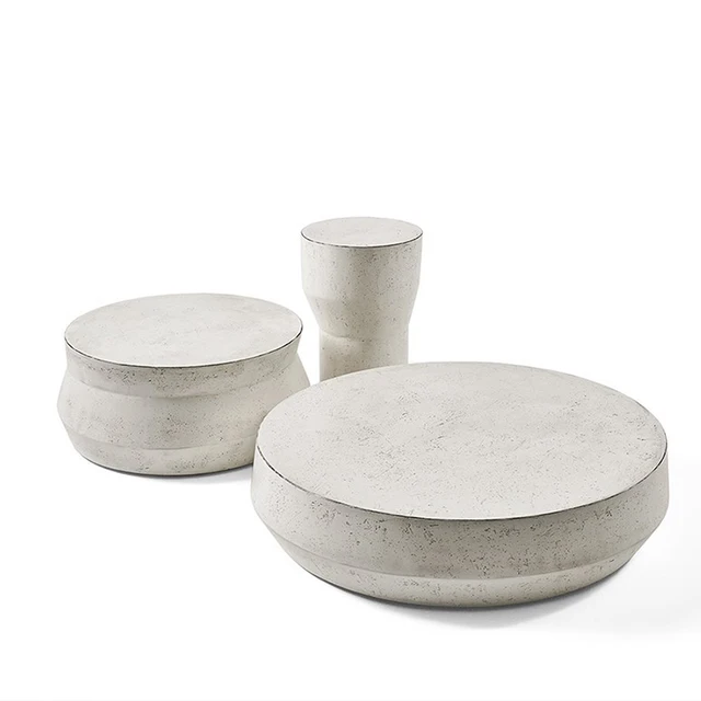 Ensemble de table basse minimaliste en ciment et verre de design moderne - Combinaison de meubles pour salon 1