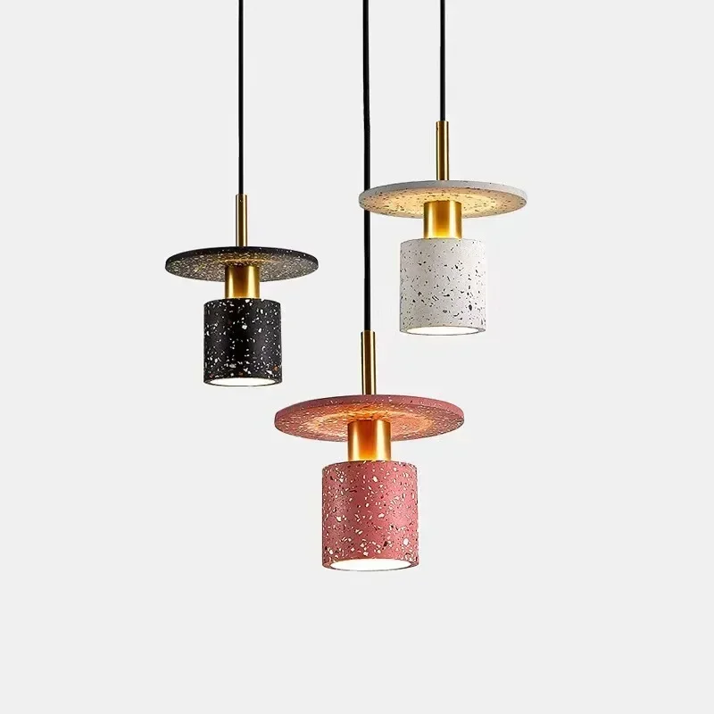 

SANDYHA Modern Chandeliers Terrazzo Pendant Bedroom Bedside Restaurant Living Room LED Light Lampara Colgante Techo Lustre Salon