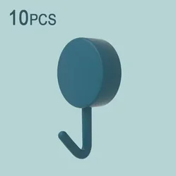 10 - Pack Self Adhesive Strong Wall Hooks for Home Storage and Organization (Dark blue 10pcs)