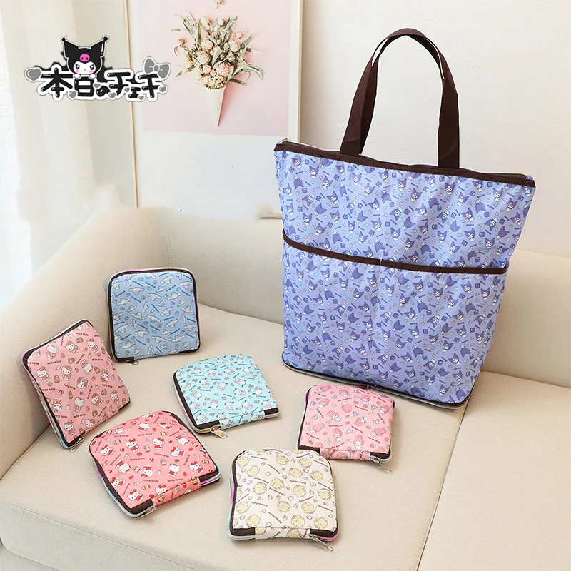 

Kawaii Sanrio Kuromi Shopping Bag Cute Handbag Waterproof Foldable Thickened Portable Large Capacity Shopping Bag Toys Girls