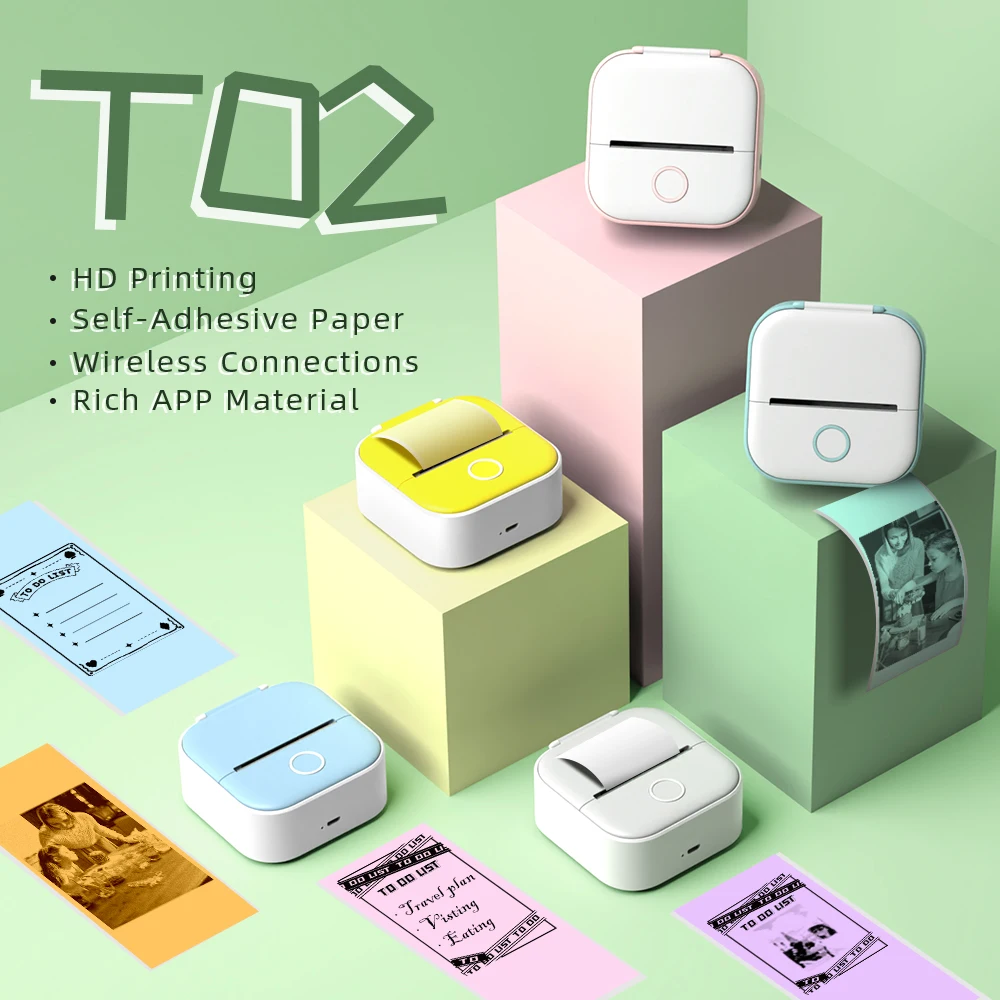 Phomemo Mini impresora térmica portátil T02, máquina de impresión de  etiquetas autoadhesivas de bolsillo, sin tinta, 203dpi, 53mm|Impresoras| -  AliExpress