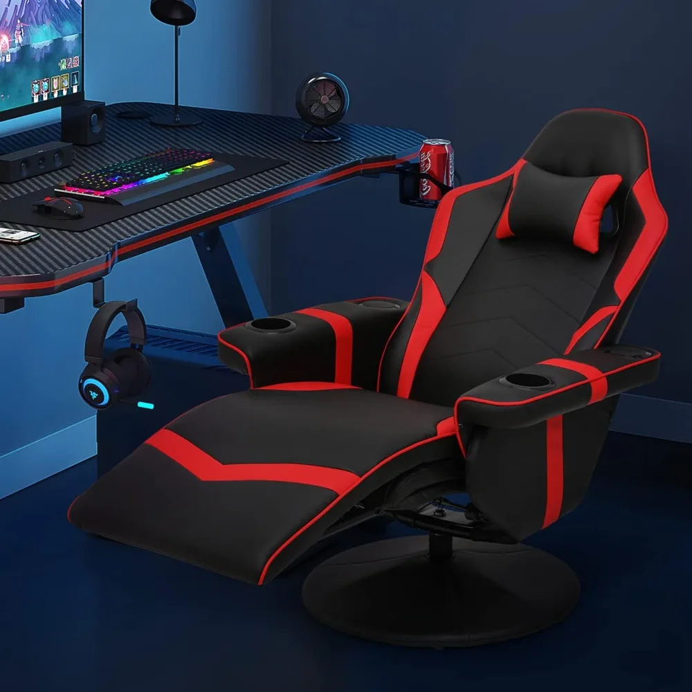 Massage Gaming Recliner Chair PU Leather Lounging Video Gaming Couch Adjustable Backrest Living Room, Gaming Recliner Chairs 6