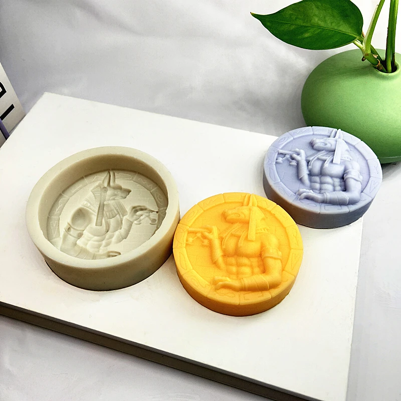 Ancient Egypt God Anubis Soap Mold Dog Head with Robust Man Body Soap-making Tools Handmade DIY Mould for Resin Clay Plaster