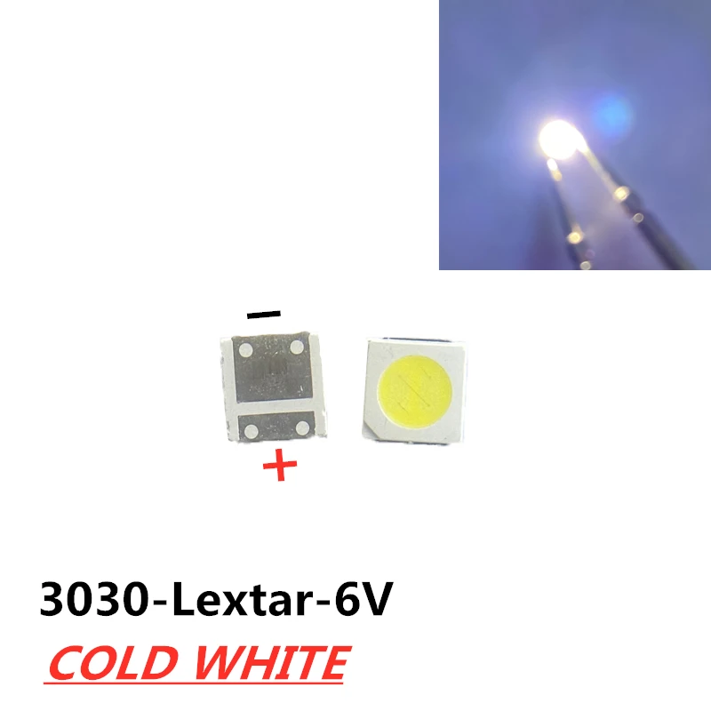 500pcs 원래 Lextar SMD LED 다이오드 3030 6V 2W 1.5W LCD 백라이트 응용 프로그램 수리를위한 차가운 흰색 높은 전력