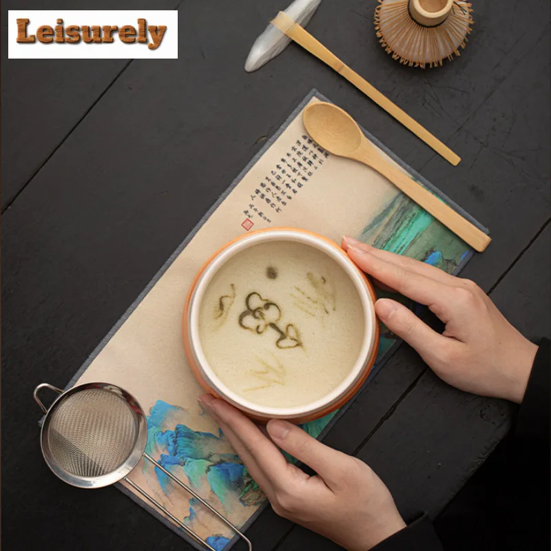 Japanese Thread Matcha Tea Set Safe Bamboo Whisk Teaspoon Tea Sets Matcha Bowl Matcha Whisk Holder For Tea Lovers Tea-maker Tool