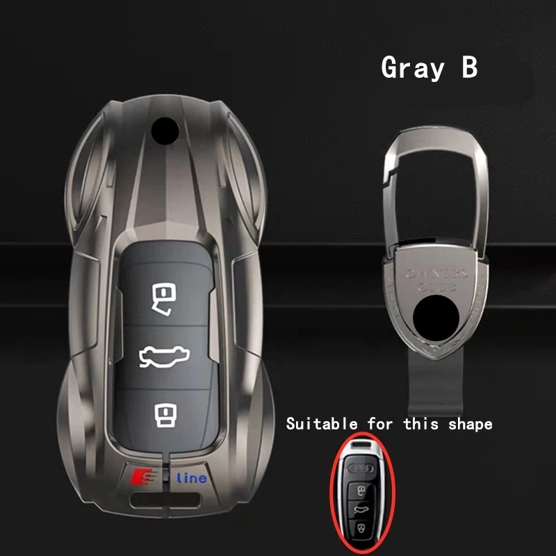 Zinc Alloy Car Key Case Cover with Boutique Metal Leather Keychain for AUDI A6 A4 A3 Q2 Q3 Q5 Q7 A7 A8 Car Key Shell Protector key case key case cover car key shell