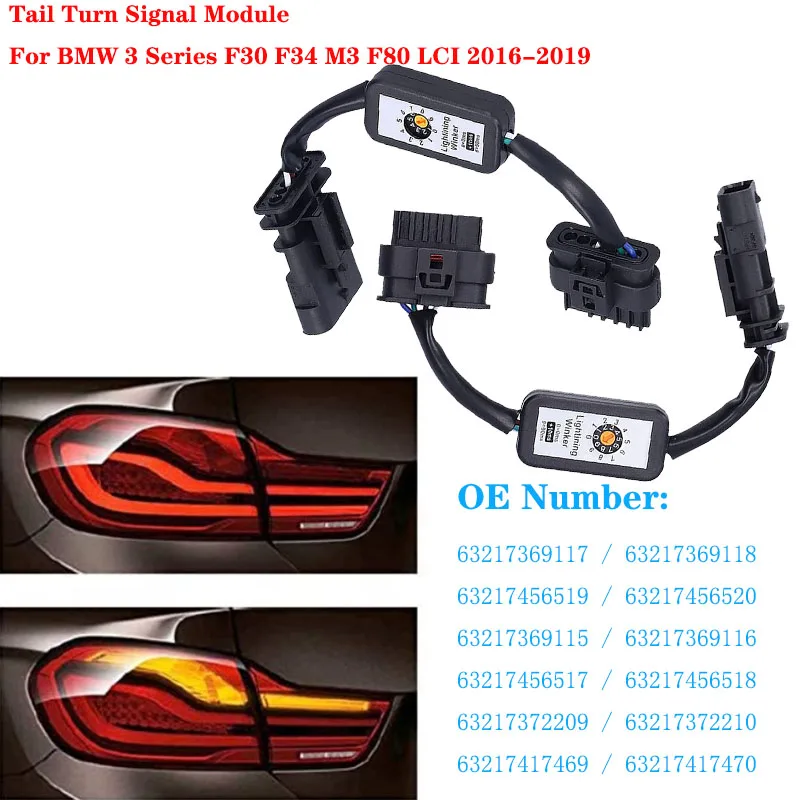 

1Set Dynamic Turn Signal Indicator LED Taillight Add-on Module Cable Wire Harnes For BMW 3 Series F30 F34 M3 F80 LCI 2016~2019