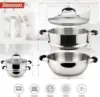 Stainless Steel Steamer Cooking Pot Set, Steamer for Cooking, Steamer Pan Set with Glass Lid, Momo Maker 2