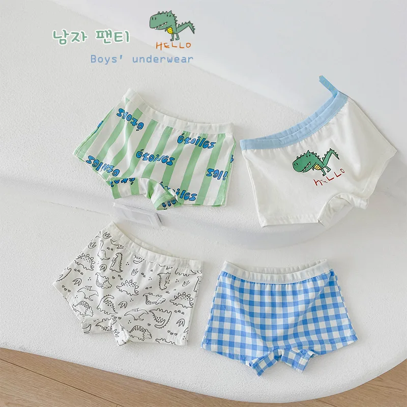 Children's Underwear Kids Panties Boys Cotton Briefs Cartoon Bear Dinosaur Pattern 4pcs/pack Soft Four Seasons Boxers boys underwear