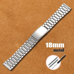 Elegant Silver Universal Steel Watch Band - Premium Metal Bracelet Replacement Wristband (18mm Silver)