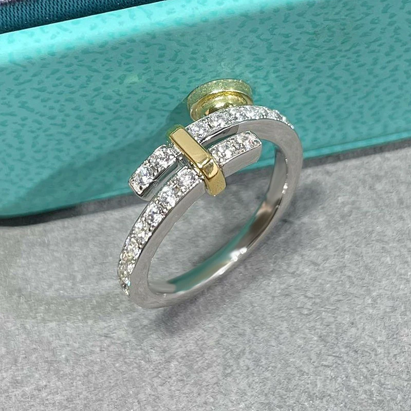 

European and American fine jewelry 925 sterling silver surround staggered ring women's fashion all-match luxury brand party gift