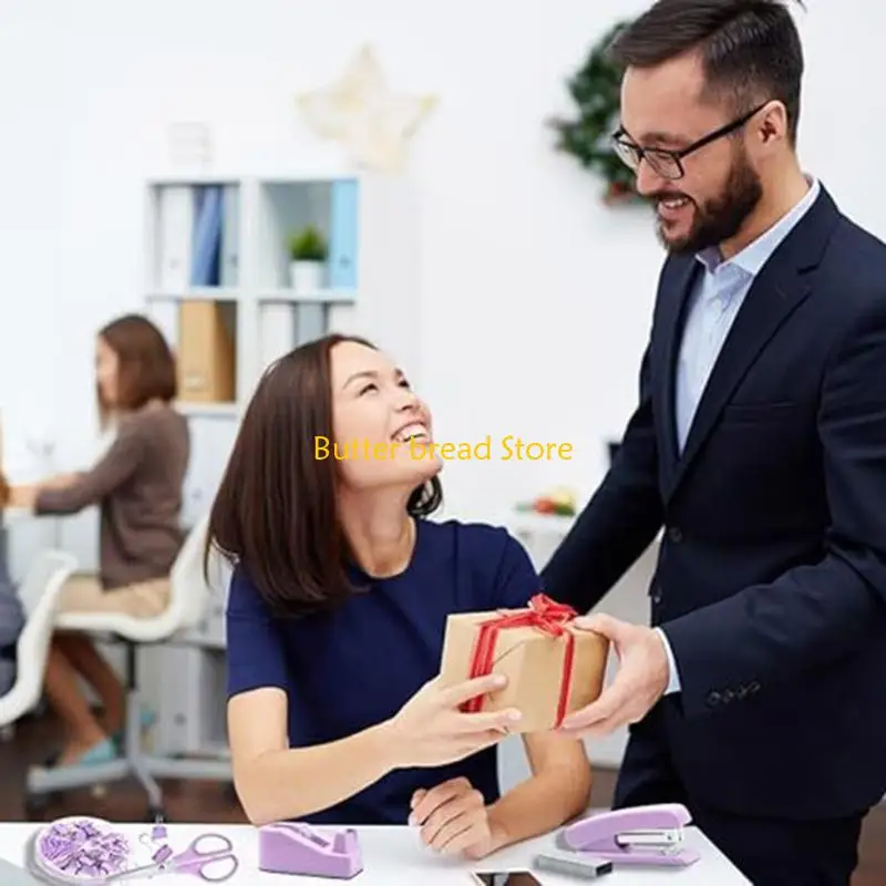 W89C 파일 용지 문서 정리용 다목적 사무용품 세트, 책상 스테이플러, 리필 및 리무버 세트