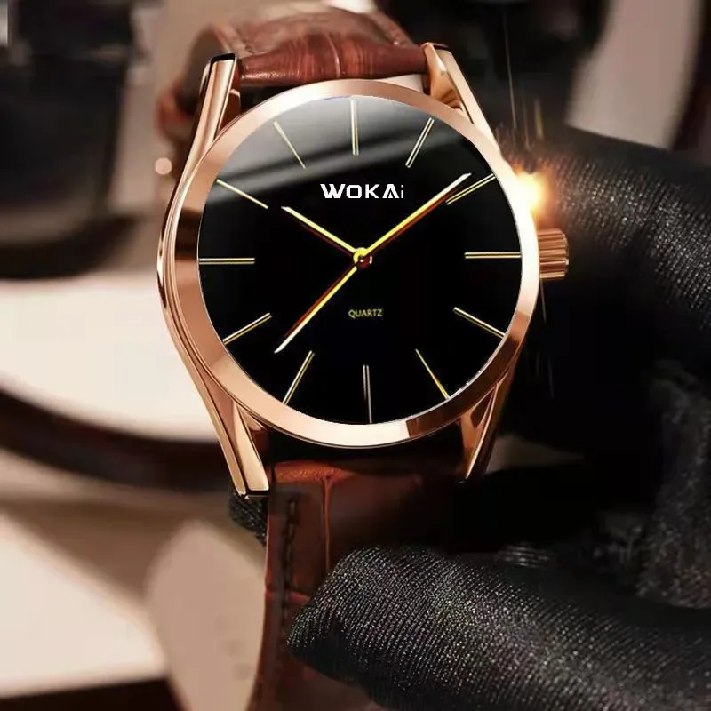 High Quality Fashion Watch Men's Leather Strap Watches Men's Business Sports Clock Simple Retro Quartz Wristwatches Reloj Mujer 2