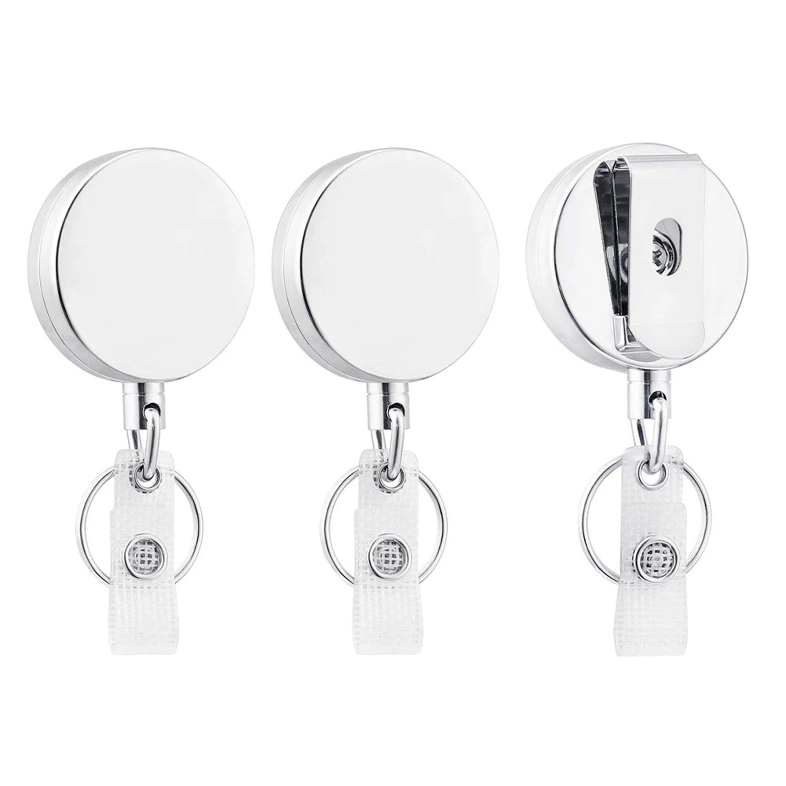 

3pcs Badge Holder ID Name Card Keychain Metal Office Teacher Strong Student Nurse School Heavy Duty Retractable Clip