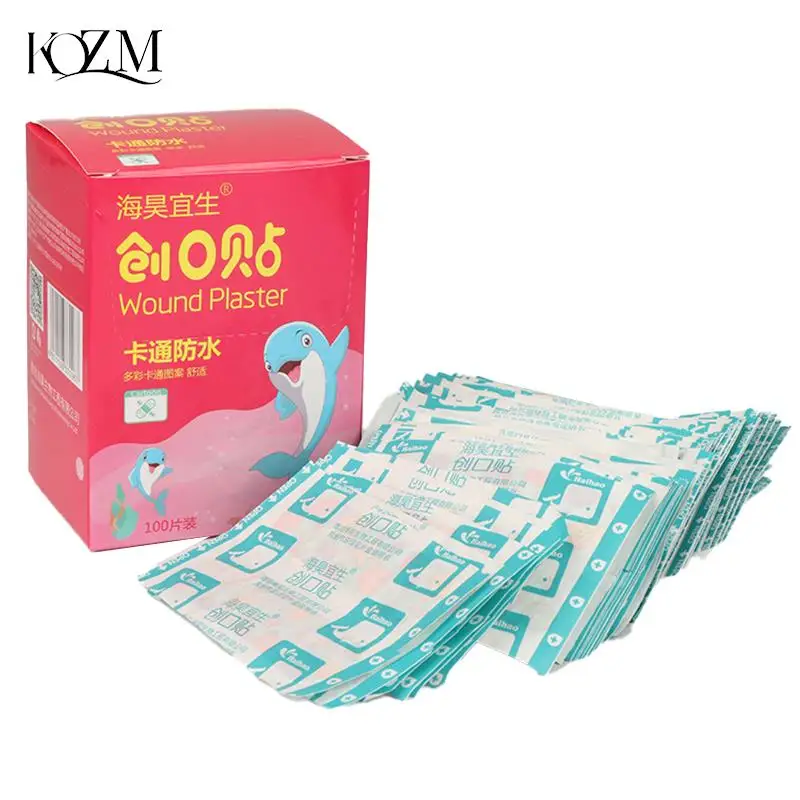 

100pcs/lot Cute Cartoon Band Aid Hemostasis Adhesive Bandages First Aid Emergency Kit Wound Plaster For Kids