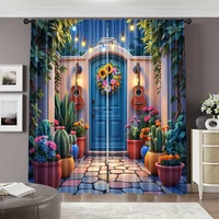 2pcs, spring summer Curtains Mexican Cactus Garden Prints Light Filtering Curtains Durable 100% Polyester Fabric Art Deco 2