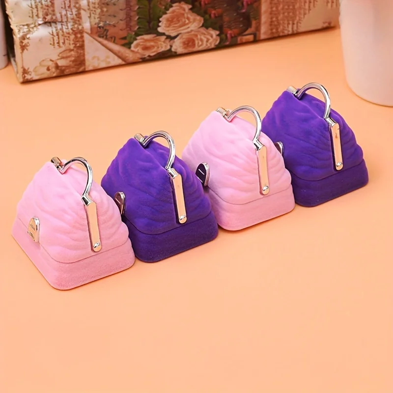 Fashion Handbag Shaped Jewelry Box, Velvet Ring Necklace Storage Box, Elegant Accessory Gift Box, Perfect Proposal Ring Box