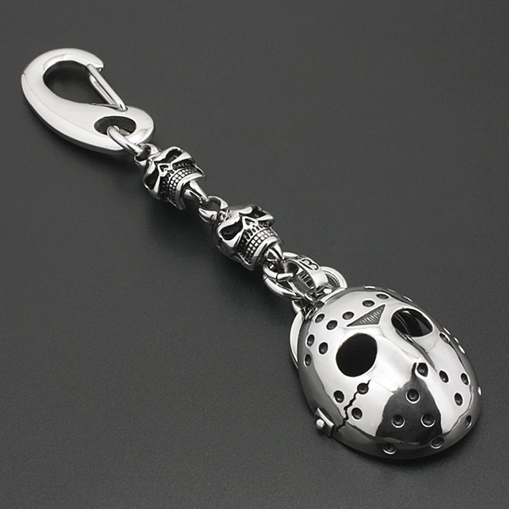 

Unique 316L Stainless Steel Halloween Jason Mens Keychain W30KC_#ClaspA