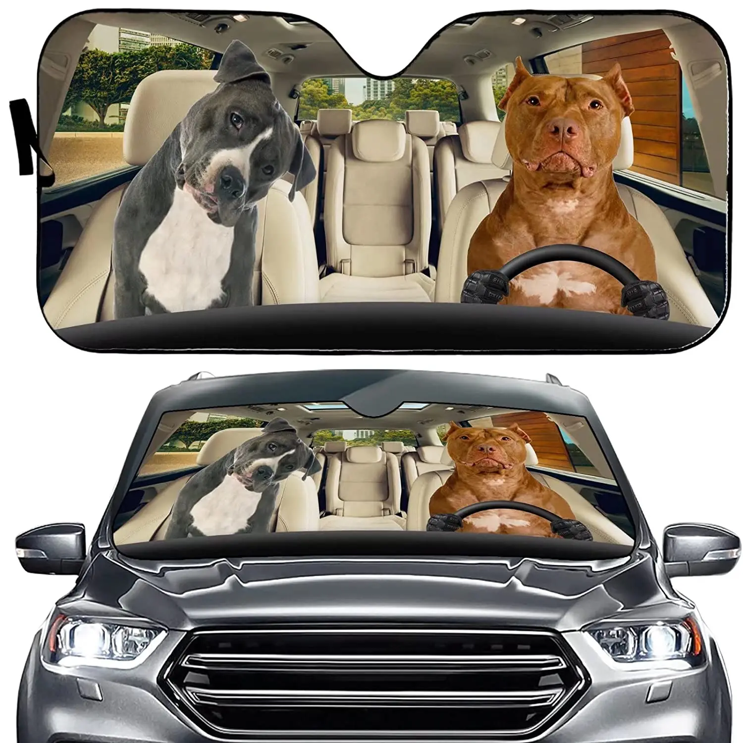 

Pit Bull Car Windshield Sun Shade, Funny Car Visors for Windows, Bulldog Car Front Visor for Car Truck Vehicle SUV Van