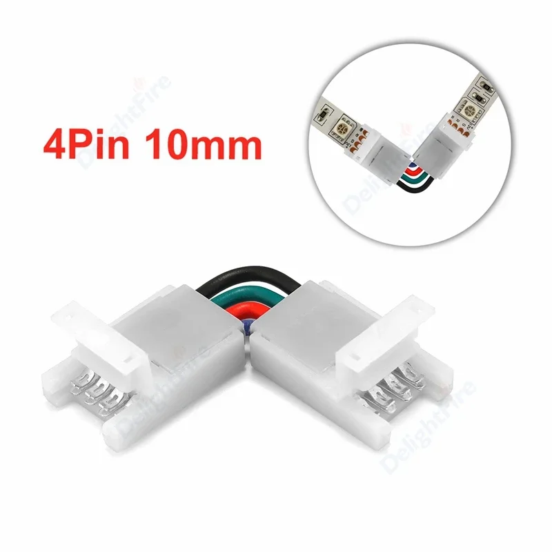 Connettore LED A Forma Di L A 3 Pin - Larghezza 8 Mm, Senza Saldature - Per Strisce RGB 3528, WS2811, WS2812B