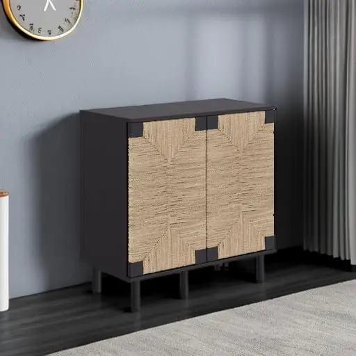 Accent Storage Boho Modern Free Standing Buffet Sideboard Cabinet for Hallway Entryway Dining Living Room, Set of 3 Console