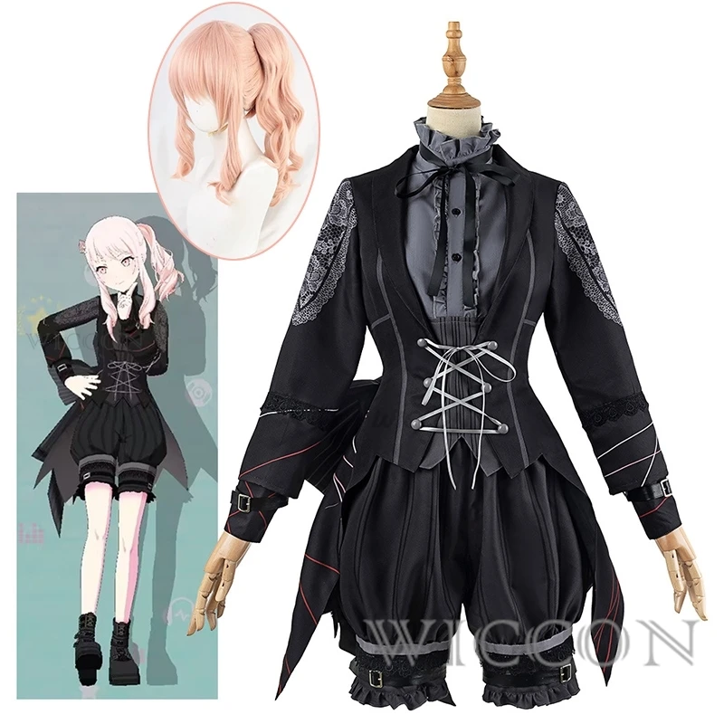 

game Project Sekai Colorful Stage Cosplay with wig cosplay Akiyama Mizuki Costume Clothes Wig Uniform Stage Costume Set Lolita