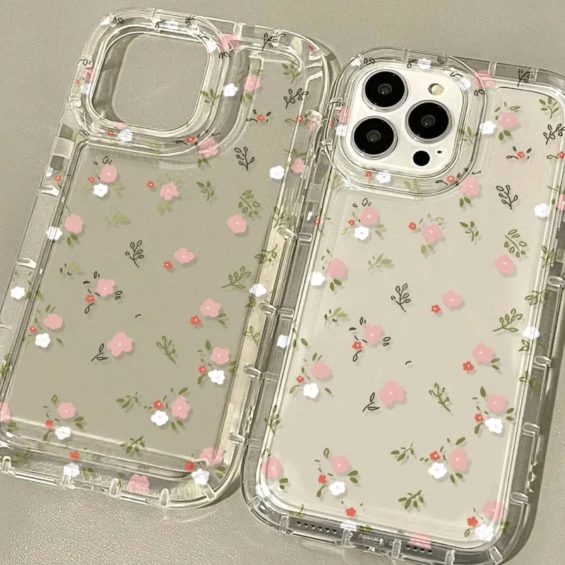 Stylish Flower Design Silicone Transparent Phone Case