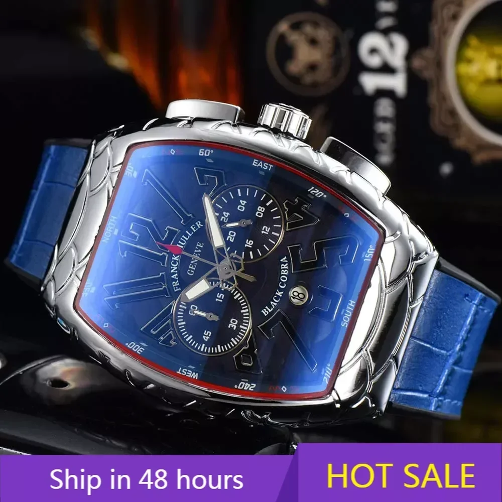

New Original Brand Geneva Watches for Mens Luxury Multifunction Chronograph Full Steel Watch Business Sports AAA Male Clocks