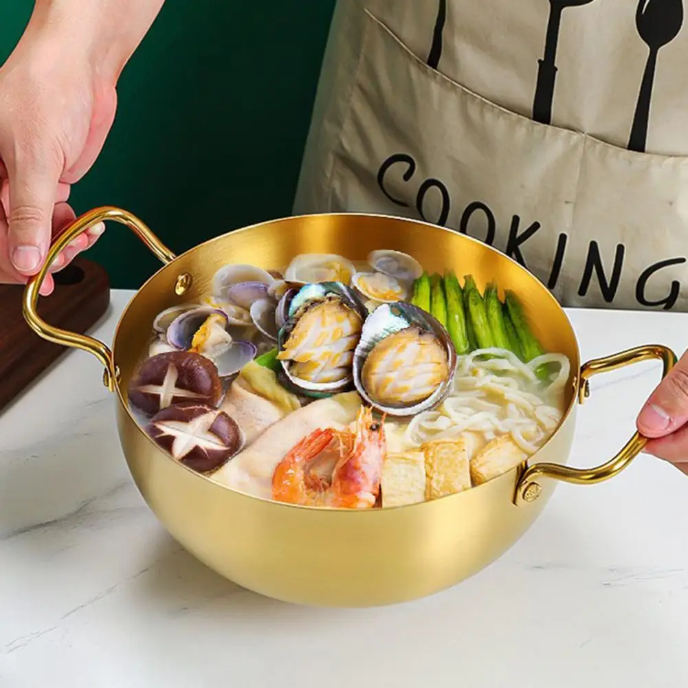 Ramen Noodle Pot Fast Heating Two Handles Food Grade Stainless Steel Korean Ramen Noodle Cooking Pan Kitchen Gadgets Cookware