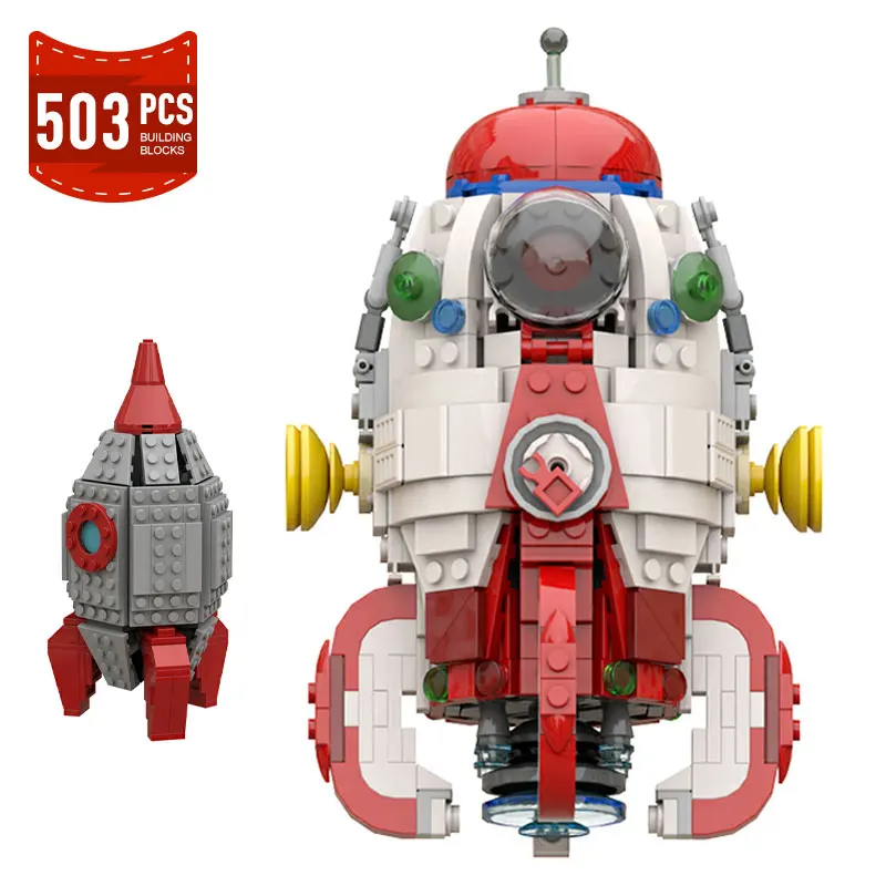 

Moc Pikmined S.S. Dolphin Ship Rocket Building Block Set Anime Cartoon Space Rocket Freight Aircraft Brick Toys Xmas Gifts