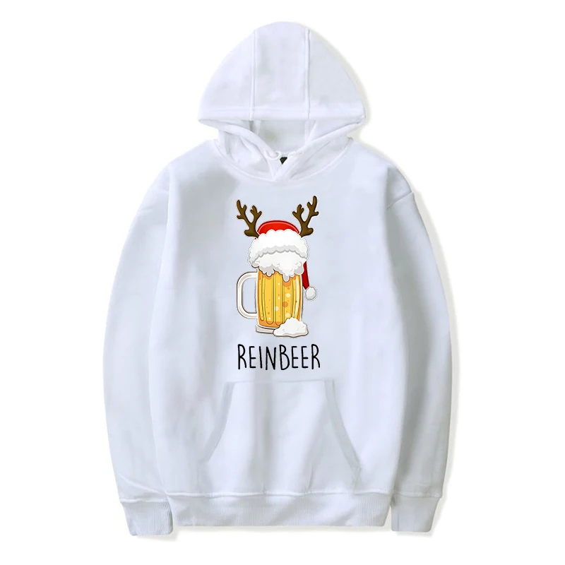 Women Men Matching Christmas Hoodies Winedeer Reinbeer Print