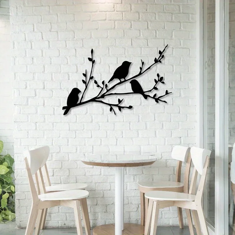 Detailed view of the nature-themed metal silhouette wall decor.