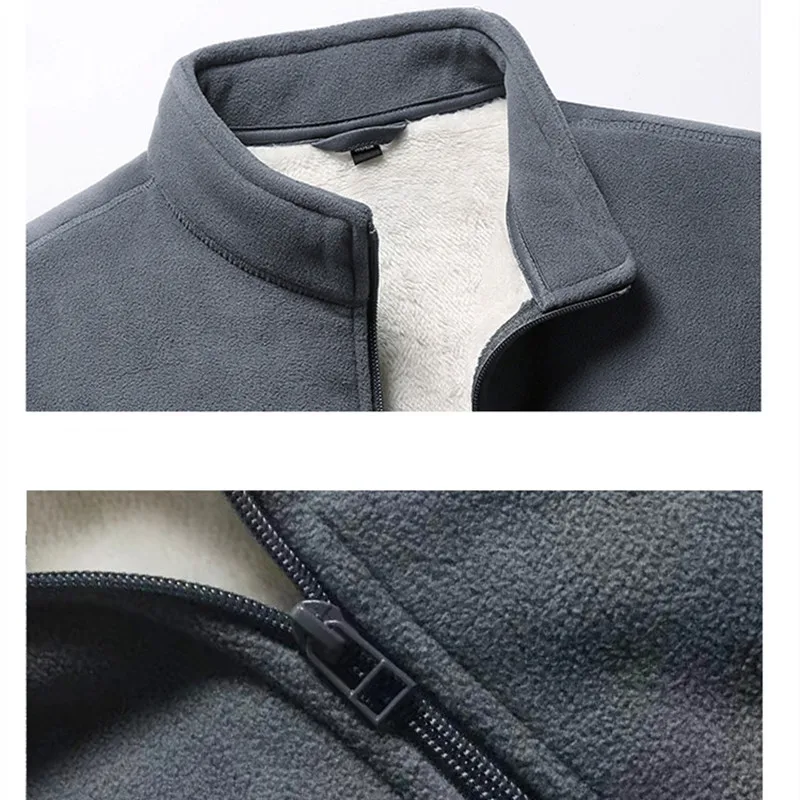 Autumn And Winter New Mock Collar Plush Thermal Fleece Jacket Fashion Handsome Casual Versatile Men'S Outdoor Sports Coat