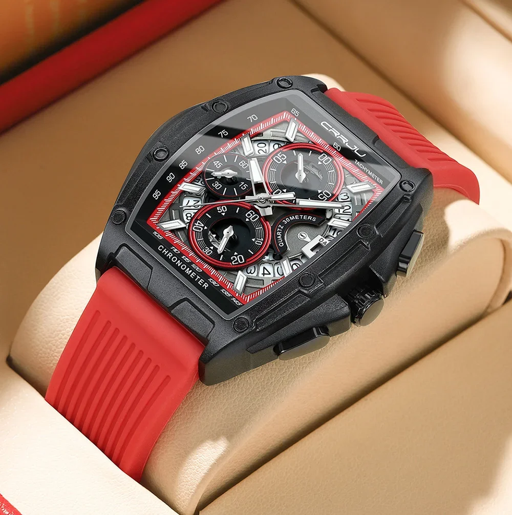 Top Brand Men's Watches Luxury Square Quartz Wristwatch Waterproof Luminous Chro