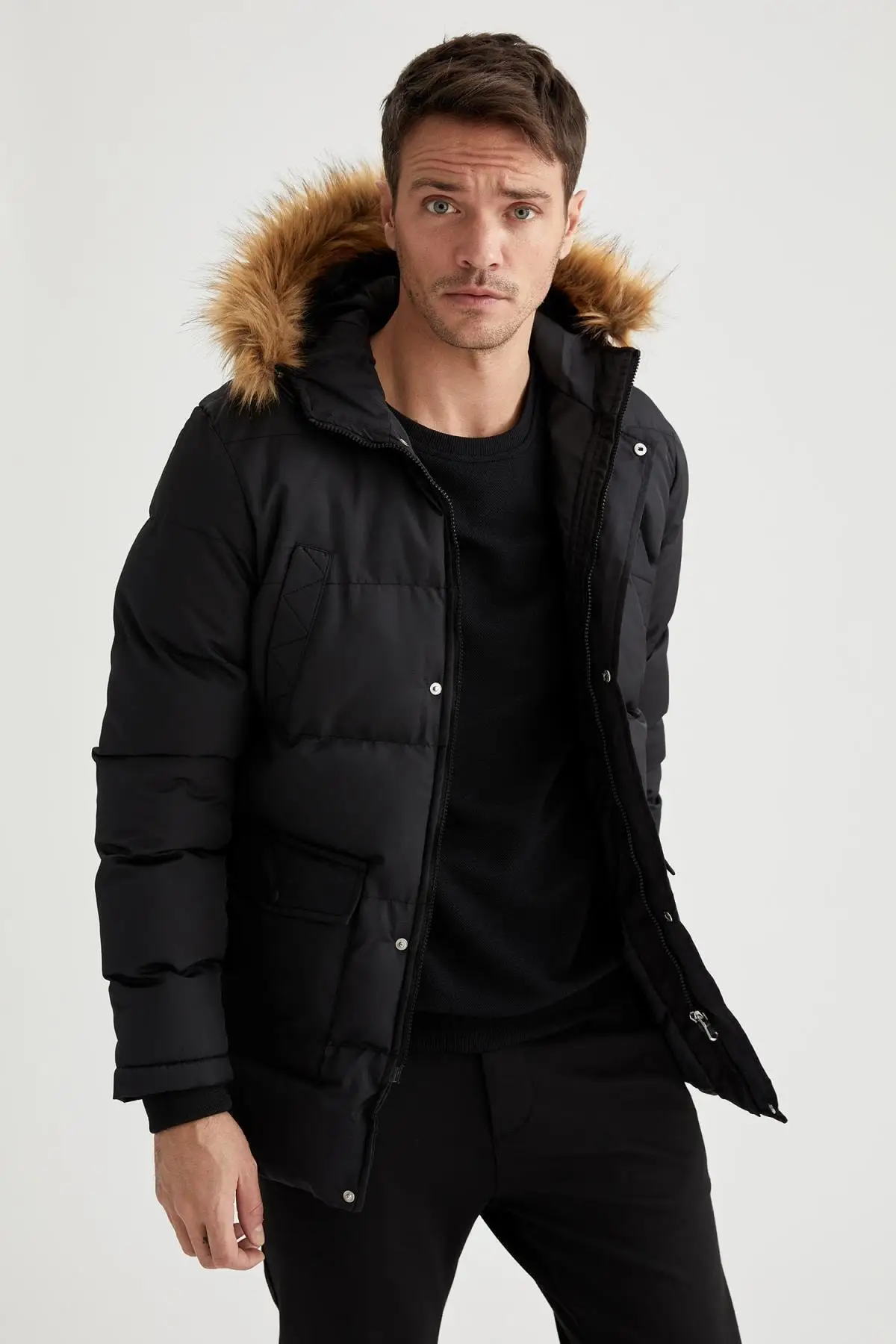 Plush Furry Hooded Inflatable Coat Winter Wear Inflatable Coat Comfortable Padded Jacket Keeps Warm New Season From Turkey