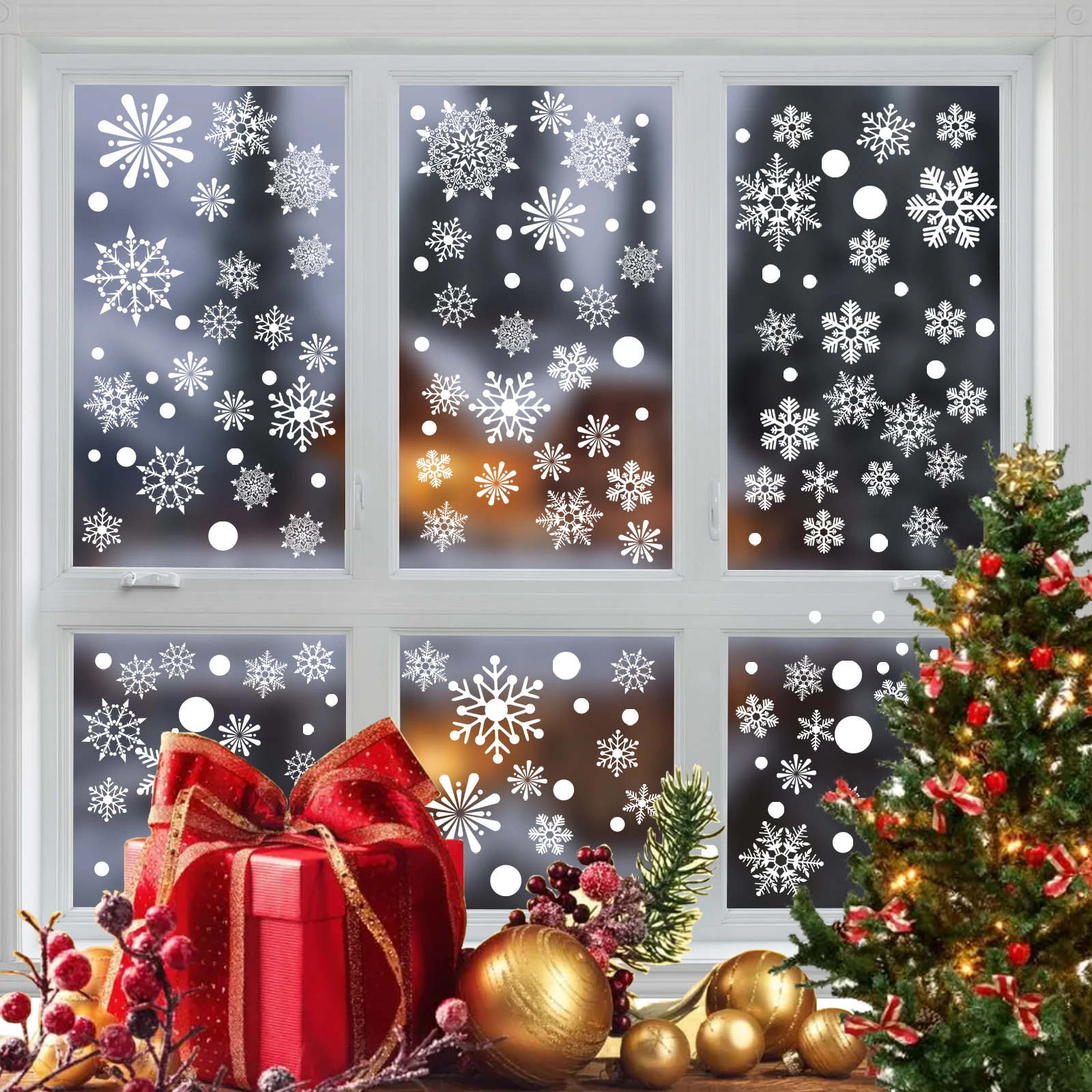 Snowflakes Fozen Theme Window Clings For Glass Windows Christmas New Year Non Adhesive Window Stickers 8 Sheets 288Pcs wall stickers window stickers