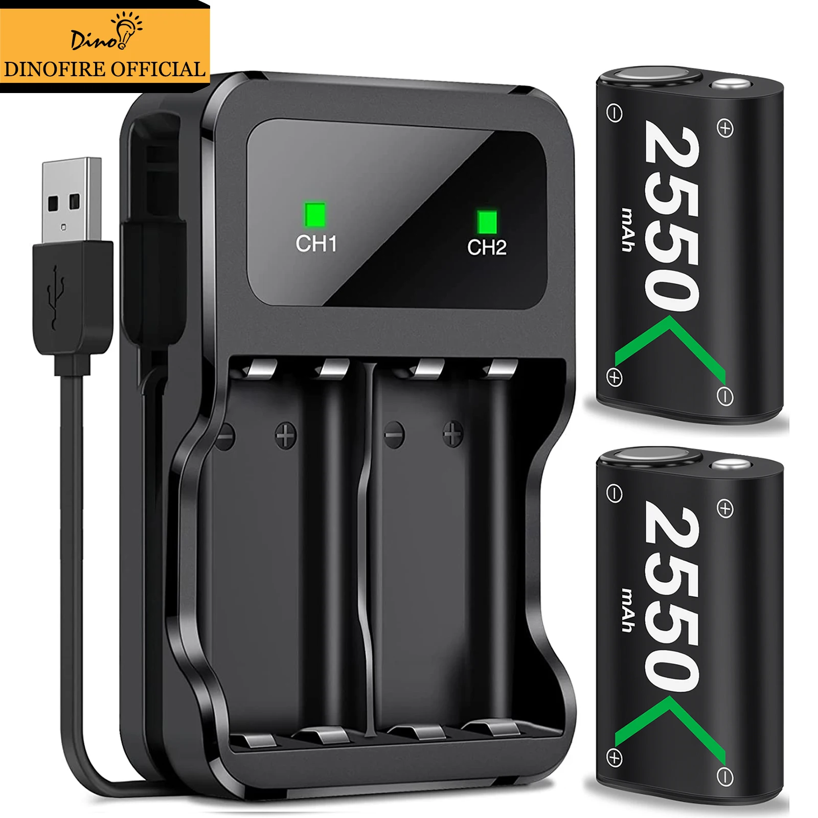 2Pcs 2550Man Batterie Ricaricabili Per Xbox One/ Xbox One S/ Xbox One X/ Xbox Series X/ Xbox Series S Con Dock Di Ricarica