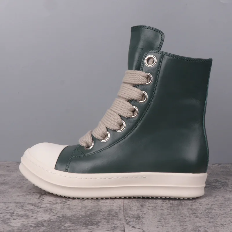 

Men's Casual Shoes Leather Shoes for Men Lace-up Male Senakers Green Jumbo Shoelace Owens Women's Sneakers