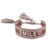 Boho tissé broderie amour poignet tricoté Bracelets d'enveloppement corde à la main tissage tressé glands ethnique femmes hommes bijoux